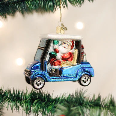 Old World Christmas Golf Cart Santa Ornament