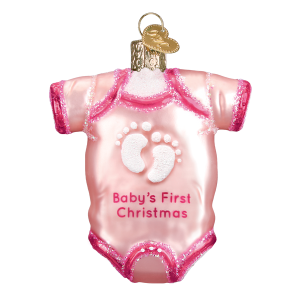 Old World Christmas Pink Baby Onesie Ornament