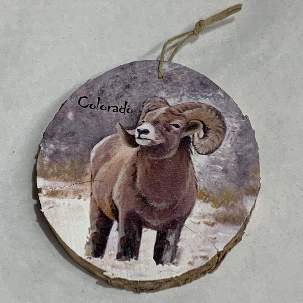 Big Horn Sheep Wood Ornament