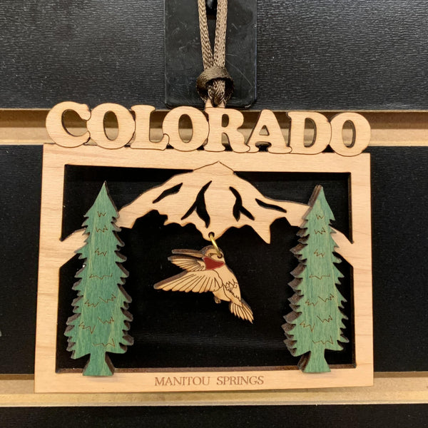 Colorado Wooden Hummingbird Ornament