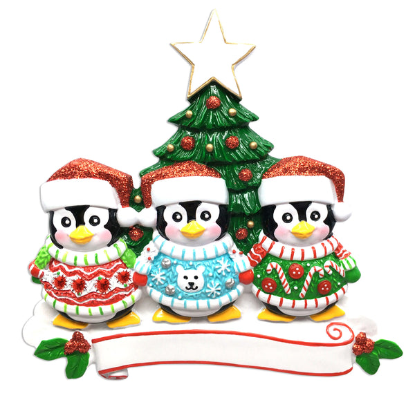 Ugly Sweater Penguin Family of 3