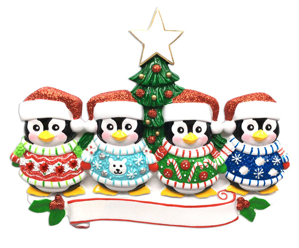 Ugly Sweater Penguins - Family of 4