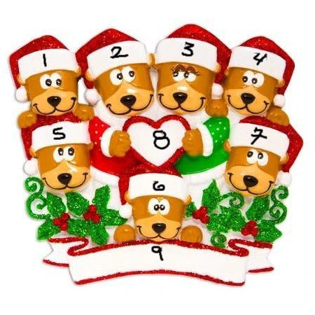 BROWN BEAR FAMILY WITH HEART- FAMILY OF 7
