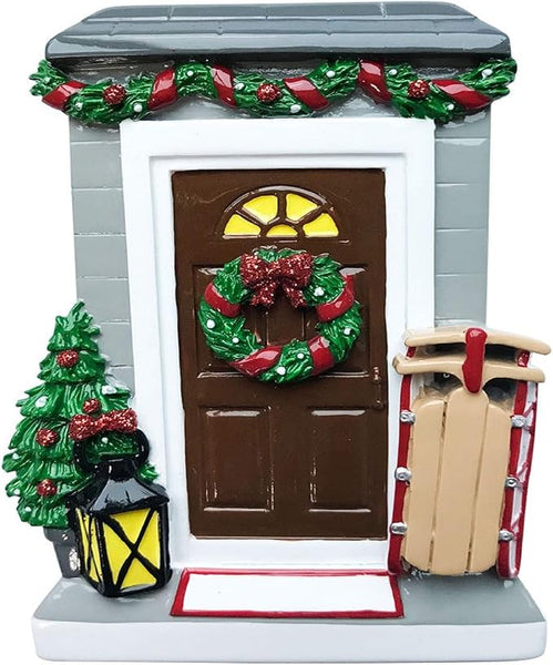 Christmas Front Door With Sled