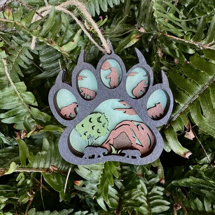 New!!! Bear Paw Layered wood ornament