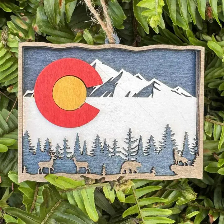 NEW!!! Colorado Flag Layered Wood Ornament