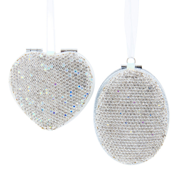 Coming Soon!!! Silver Bedazzled Mirror Ornament (Heart or Oval)
