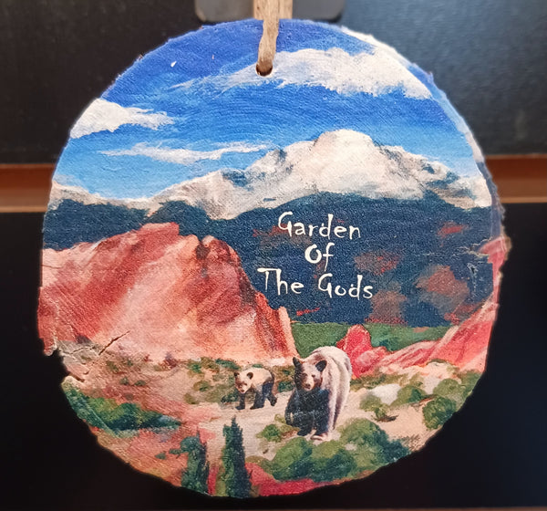 Garden of the Gods with Bears Wood Ornament