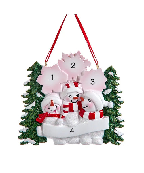 Coming Soon! Snowman Family Of 3 With Snowy Christmas Tree & Snowflakes