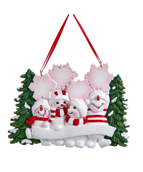 Coming Soon! Snowman Family Of 4 With Snowy Christmas Tree & Snowflakes