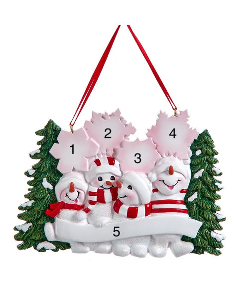 Coming Soon! Snowman Family Of 4 With Snowy Christmas Tree & Snowflakes