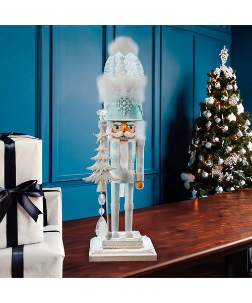 Coming Soon! Hollywood Battery Operated Lighted Animated Musical White Soldier Water Globe Hat Nutcracker