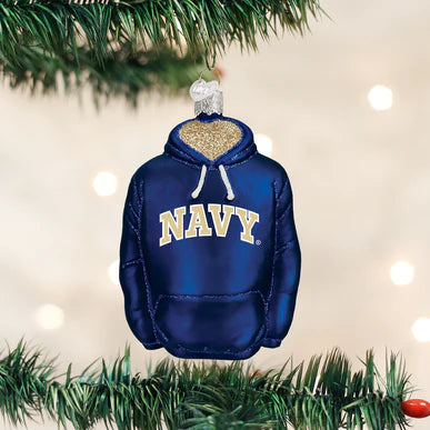 Old World Christmas Navy Hoodie Ornament
