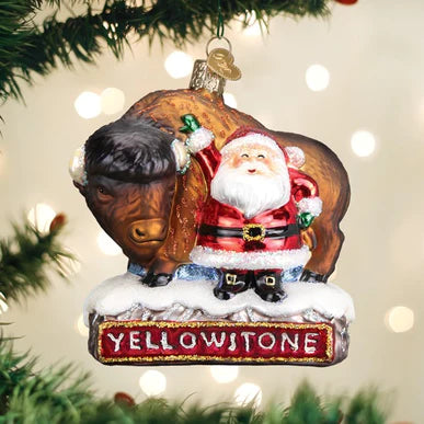 Old World Christmas Santa With Bison Ornament