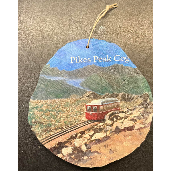 Pikes Peak Cog Wood Ornament