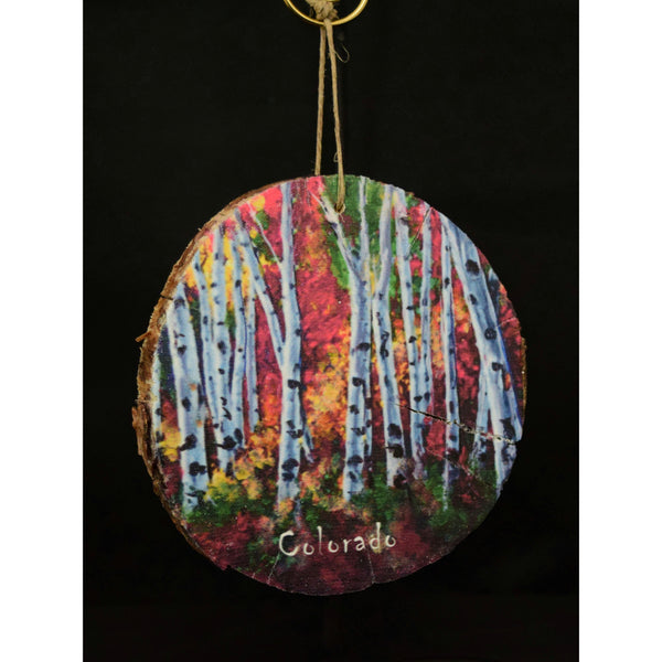 Aspen Trees Changing Color Wood Ornament
