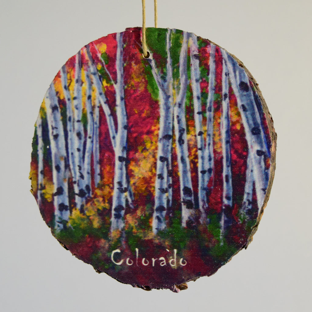 Aspen Trees Changing Color Wood Ornament