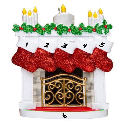 Fireplace with 5 Stockings