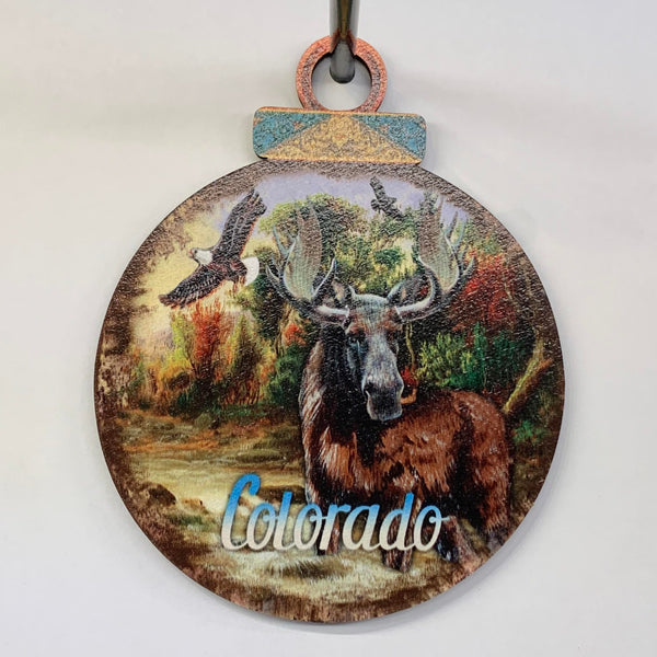 Colorado Moose Wood Ornament